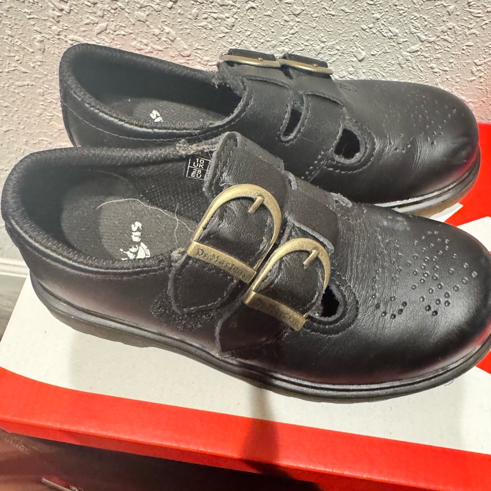 Dr. Martens Black Kids Dress Shoes with Double Buckle